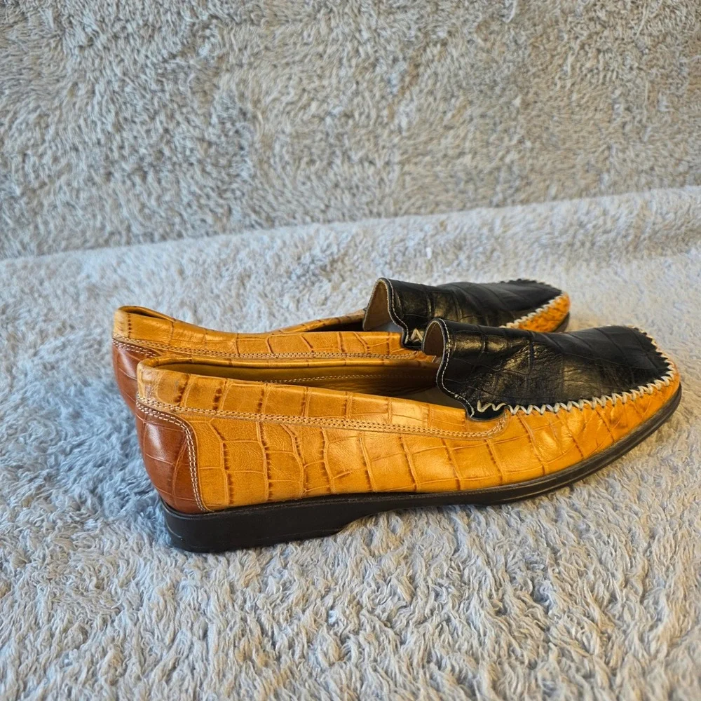 VTG Lederer Vintage Crocodile Embossed Leather Loafers Womens - EU 38 US 7‎